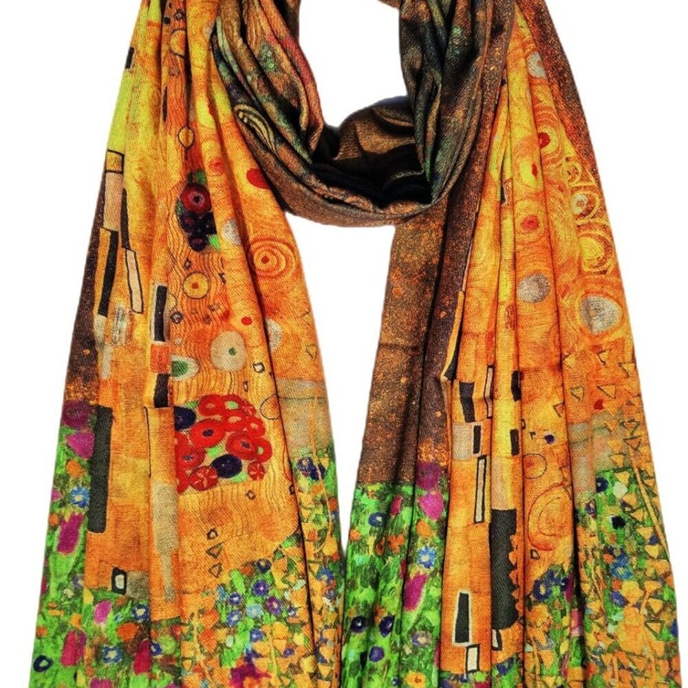 Reversible Soft Cashmere Feel Scarf Large Shawl Wrap Double-side Art Print Warm